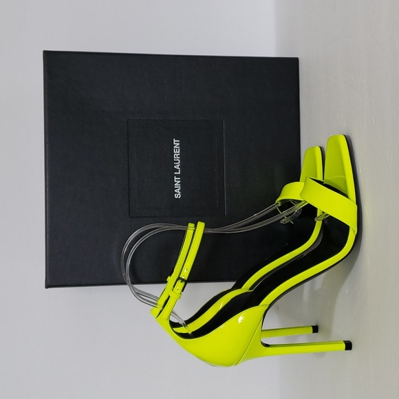 Saint Laurent Amber Neon Leather Sandals - Picture 5 of 14